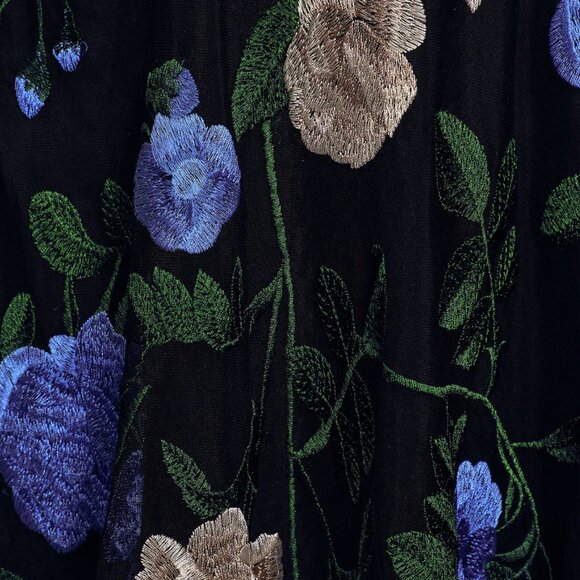 NWT Lulus Sheer Luck Black Floral Print Embroidered Skater Dress - Picture 5 of 6